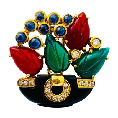 Pre-owned Cartier Tabriz Brooch 18k Gold In Multi