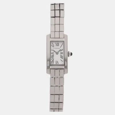 Pre-owned Cartier Tank Allongée Lanières W15364w3 White Stainless Steel Quartz Women's Watches