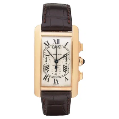 Pre-owned Cartier Tank Américaine 18kt Gold Automatic Chronograph Watch, Ref. 3072 In Multi
