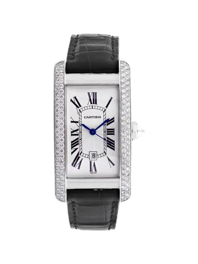 Pre-owned Cartier Tank Américaine Diamond 23mm Watch In White