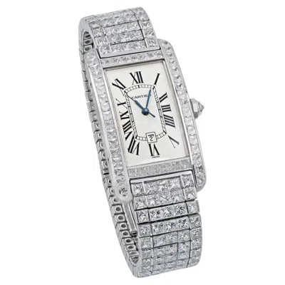 Pre-owned Cartier 'tank Americaine' Diamond Wristwatch In Multiple
