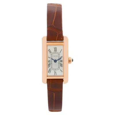 Pre-owned Cartier Tank Americaine Ladies Mini Rose Gold Watch Wgta0132 In Red