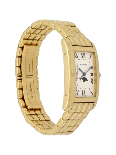 Pre-owned Cartier Tank Americaine Moon Phase 31mm Watch In White