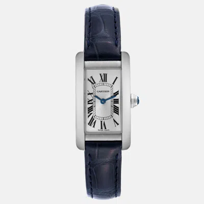 Pre-owned Cartier Tank Americaine Steel Silver Dial Ladies Watch 19 Mm