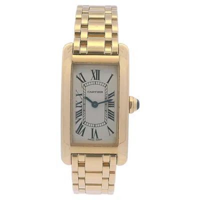Pre-owned Cartier Tank Americaine W26015k2 18k Yellow Gold Ladies Watch