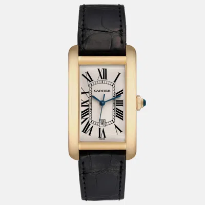 Pre-owned Cartier Tank Americaine Yellow Gold Automatic Mens Watch W2603156 26.6 Mm X 45.1 M In Silver