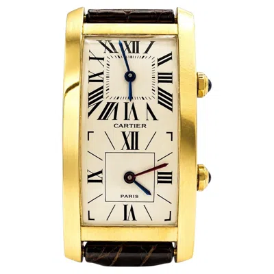 Pre-owned Cartier Tank Cintree 18k Yellow Gold Dual Time Watch