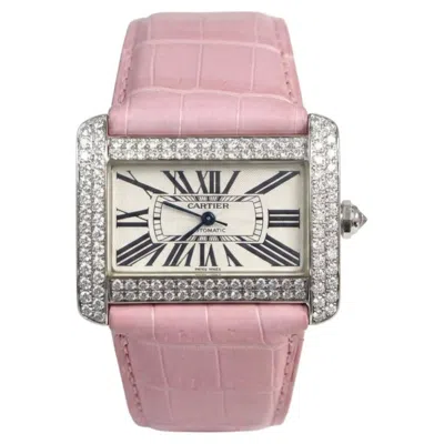 Pre-owned Cartier Tank Divan Diamond Pave Stainless Steel Automatic Watch In Multiple