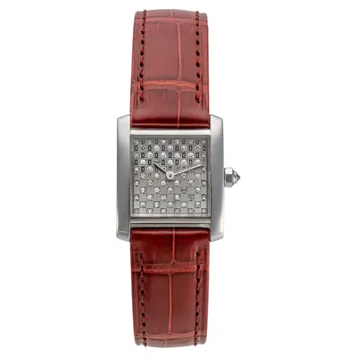 Pre-owned Cartier Tank Fran�aise 2002 Diamond White Gold Wristwatch