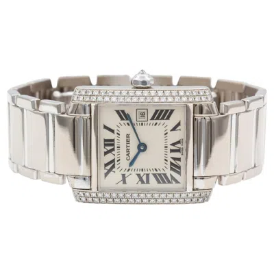Pre-owned Cartier Tank Francaise 18k White Gold Diamond Watch We1018s3 2491 Box & Papers