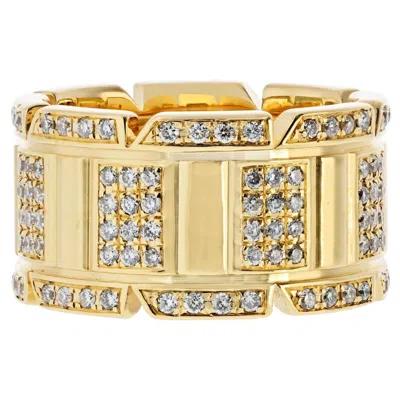 Pre-owned Cartier Tank Francaise 18k Yellow Gold 2.00cttw Round Diamond 11mm Wide Ring