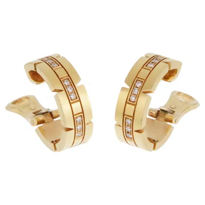 Pre-owned Cartier Tank Francaise 18k Yellow Gold Diamond Hoop Earrings