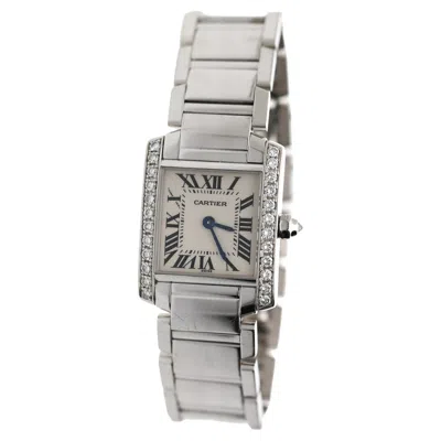 Pre-owned Cartier Tank Française 2403 18k White Gold Diamond Bezel Quartz 21mm Watch