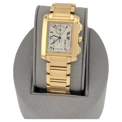 Pre-owned Cartier Tank Francaise Chronoflex Chronograph 1830 28mm X 36mm 18k Yellow Gold