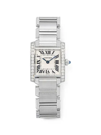 Pre-owned Cartier Tank Française Diamond 20mm Watch In White