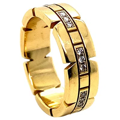 Pre-owned Cartier Tank Francaise Diamond Set 18 Karat Gold Ring In Multi