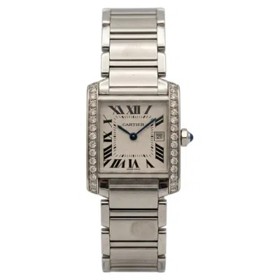 Pre-owned Cartier Tank Francaise Diamond Stainless Steel Quartz Ladies Watch In Multiple
