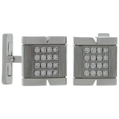 Pre-owned Cartier Tank Francaise Diamond White Gold Cufflinks