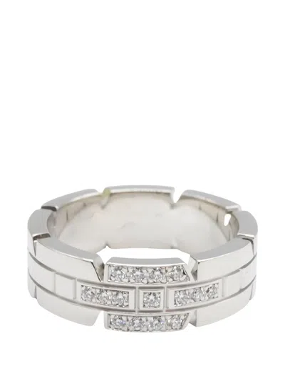Pre-owned Cartier Tank Française Diamond White-gold Ring In Silver