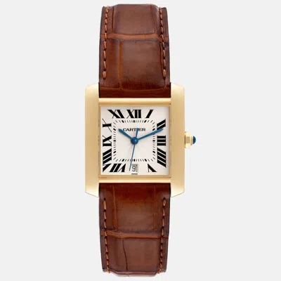 Pre-owned Cartier Tank Francaise Large Yellow Gold Automatic Men's Watch 28 Mm In Silver