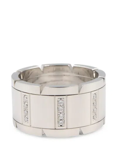 Pre-owned Cartier Tank Française Lm Diamond Ring In Silver