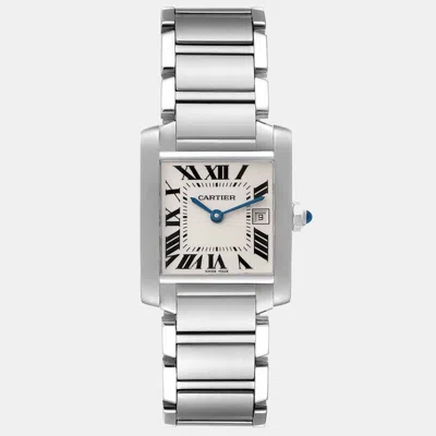 Pre-owned Cartier Tank Francaise Midsize Steel Women's Watch W51011q3 25.0 X 30.0 Mm In Silver