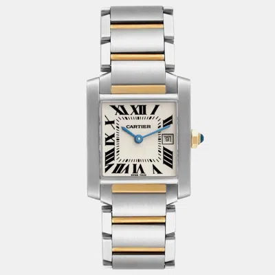 Pre-owned Cartier Tank Francaise Midsize Steel Yellow Gold Ladies Watch 25 Mm In Silver