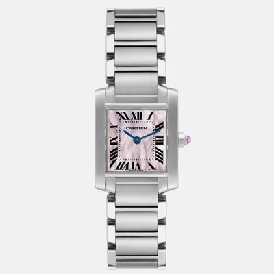 Pre-owned Cartier Tank Francaise Mother Of Pearl Dial Steel Ladies Watch W51028q3 20.0 Mm X 25.0 Mm In Silver