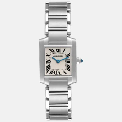 Pre-owned Cartier Tank Francaise Small Silver Dial Steel Ladies Watch 20 Mm