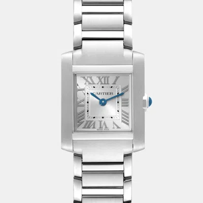 Pre-owned Cartier Tank Francaise Small Silver Dial Steel Ladies Watch