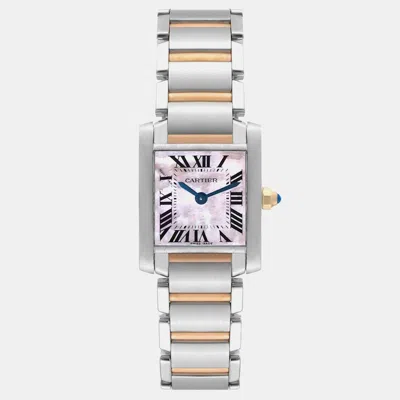 Pre-owned Cartier Tank Francaise Steel Rose Gold Mother Of Pearl Ladies Watch 20 Mm In Pink