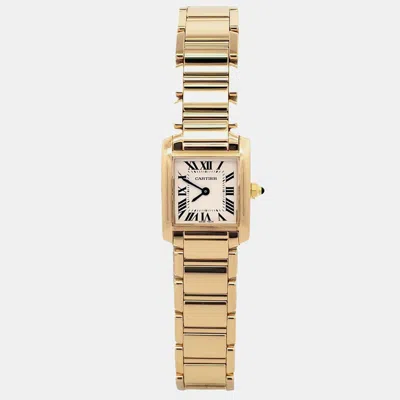 Pre-owned Cartier Tank Francaise W50002n2 Quartz White Roman Dial 18k Yellow Gold Women's Wristwatch 20 Mm