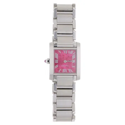 Pre-owned Cartier Tank Francaise W51030q3 Raspberry Rose Dial Christmas Edition Watch In Red