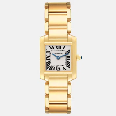 Pre-owned Cartier Tank Francaise Yellow Gold Quartz Ladies Watch 20 Mm In Silver