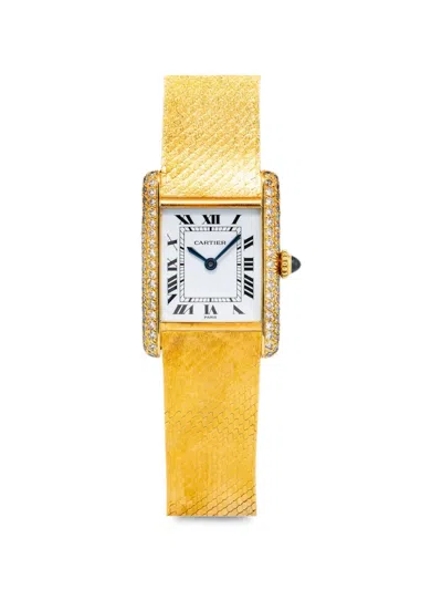 Pre-owned Cartier Tank Louis Diamond 28mm Watch In White