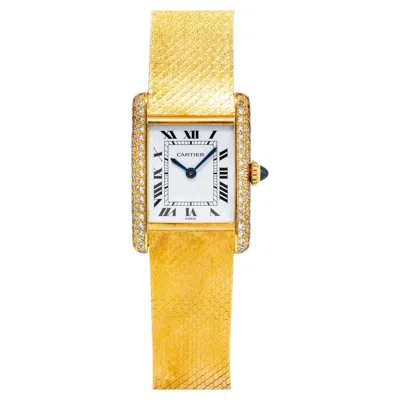 Pre-owned Cartier Tank Louis Paris 7808 Rare Factory Diamond 18k Gold Women Watch 21x28mm In Multiple