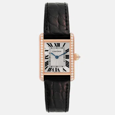 Pre-owned Cartier Tank Louis Rose Gold Diamond Ladies Watch 22 Mm In Silver