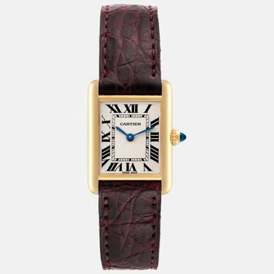 Pre-owned Cartier Tank Louis Small Yellow Gold Ladies Watch 22 Mm In Silver