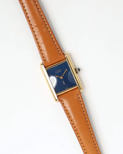 Cartier Tank Manual 20mm Rare Starry Night Dial Watch In Brown