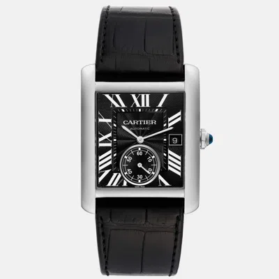 Pre-owned Cartier Tank Mc Black Dial Automatic Steel Men's Watch 34.3 Mm