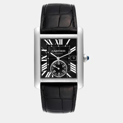 Pre-owned Cartier Tank Mc Black Dial Automatic Steel Men's Watch W5330004 34.3 X 44 Mm