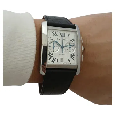 Pre-owned Cartier Tank Mc Chronograph Ref 3666 Automatic Steel Watch Boxed In Multi