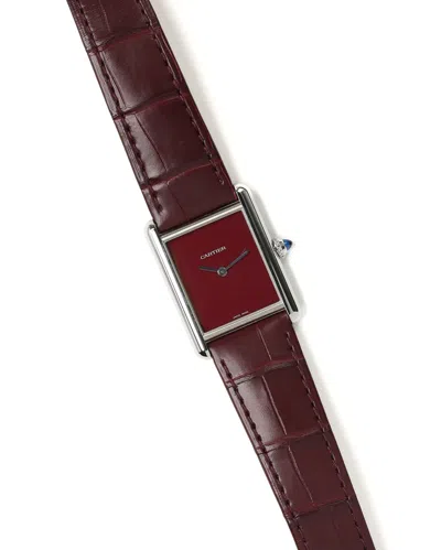 Pre-owned Cartier Tank Must 25x34mm 2024 Full Set Watch In Burgundy