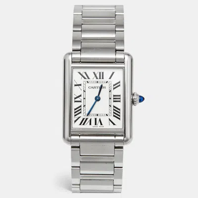 Pre-owned Cartier Tank Must 4323 Silver Dial Stainless Steel Women's Wristwatch 25.50 Mm