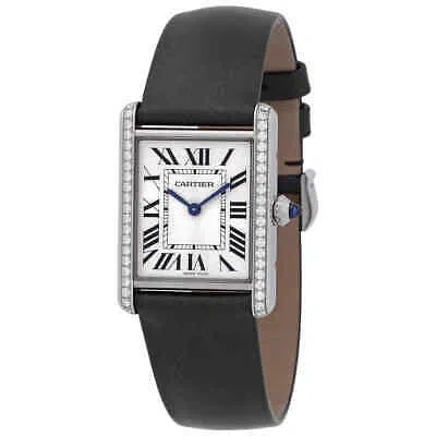 Pre-owned Cartier Tank Must Large Quartz Diamond Silver Dial Ladies Watch W4ta0017