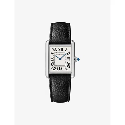 Cartier Tank Must Large Steel And Leather Quartz Watch 33.7mm In Multi