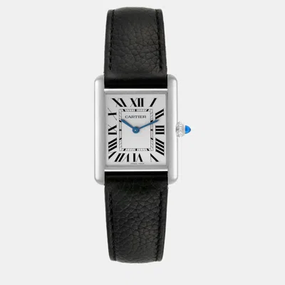 Pre-owned Cartier Tank Must Large Steel Silver Dial Ladies Watch 25.5 Mm
