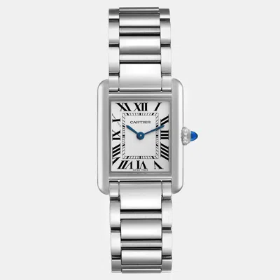 Pre-owned Cartier Tank Must Small Silver Dial Steel Ladies Watch 22 Mm