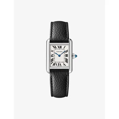 Cartier Tank Must Small Steel And Leather Quartz Watch In Multi