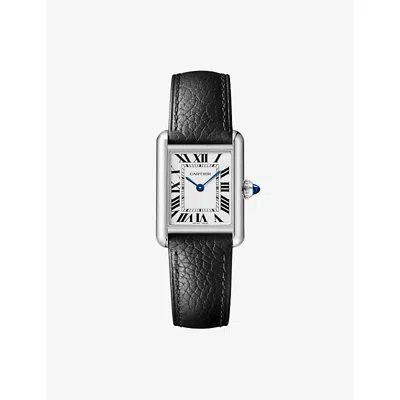 Cartier Tank Must Solarbeat™ Small Steel And Leather Photovoltaic Watch 29.5mm In Multi